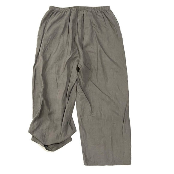 FLAX Adjustable Leg Pull-on Cropped Linen Pants - Picture 2 of 5